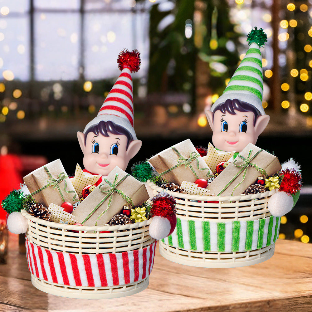 Christmas Elf Candy Basket - Festive Treat Holder for Holidays (5.1” x 4.3” x 2.8”)