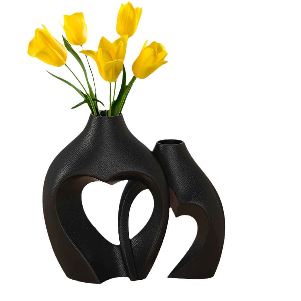 Bulk 2 Pack Heart Shaped Vases Hand-Glazed Heart-Shaped Ceramic Duo Set with Asymmetrical Silhouette Sculptural Centerpieces for Wedding Sweetheart Tables Mid-Century Sideboards Interior Designer Showhouses Wholesale