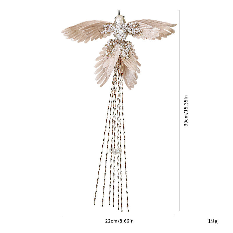 Christmas Hummingbird Ornaments 2-Pack - Beaded Tassel Bird Decor for Christmas Tree & Wall Hanging