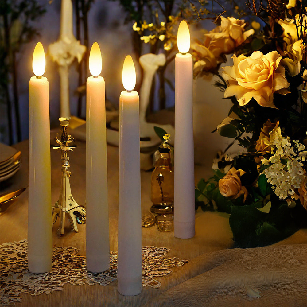 Bulk Electric Candlestick Lights Flameless Ivory Taper Candles Flickering with 10-Key Remote Battery Operated Led Warm 3D Wick Light Window Candles Christmas Home Wedding Decor Wholesale