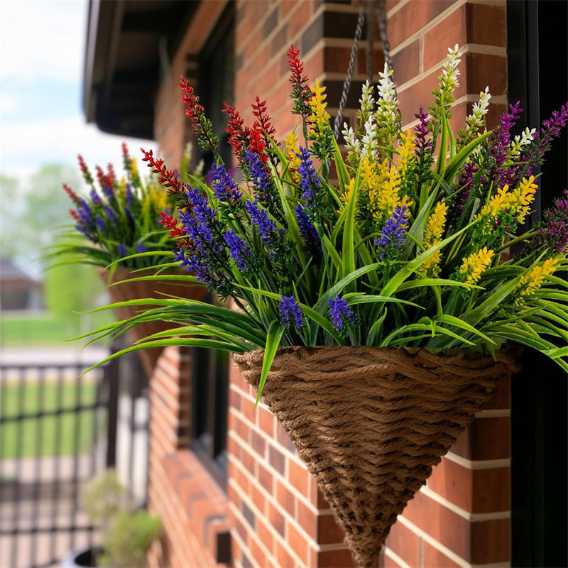 Premium 10 Pack UV Resistant Artificial Lavender Grass High Quality Faux Plants Porch Patio Garden Indoor Outdoor Decor