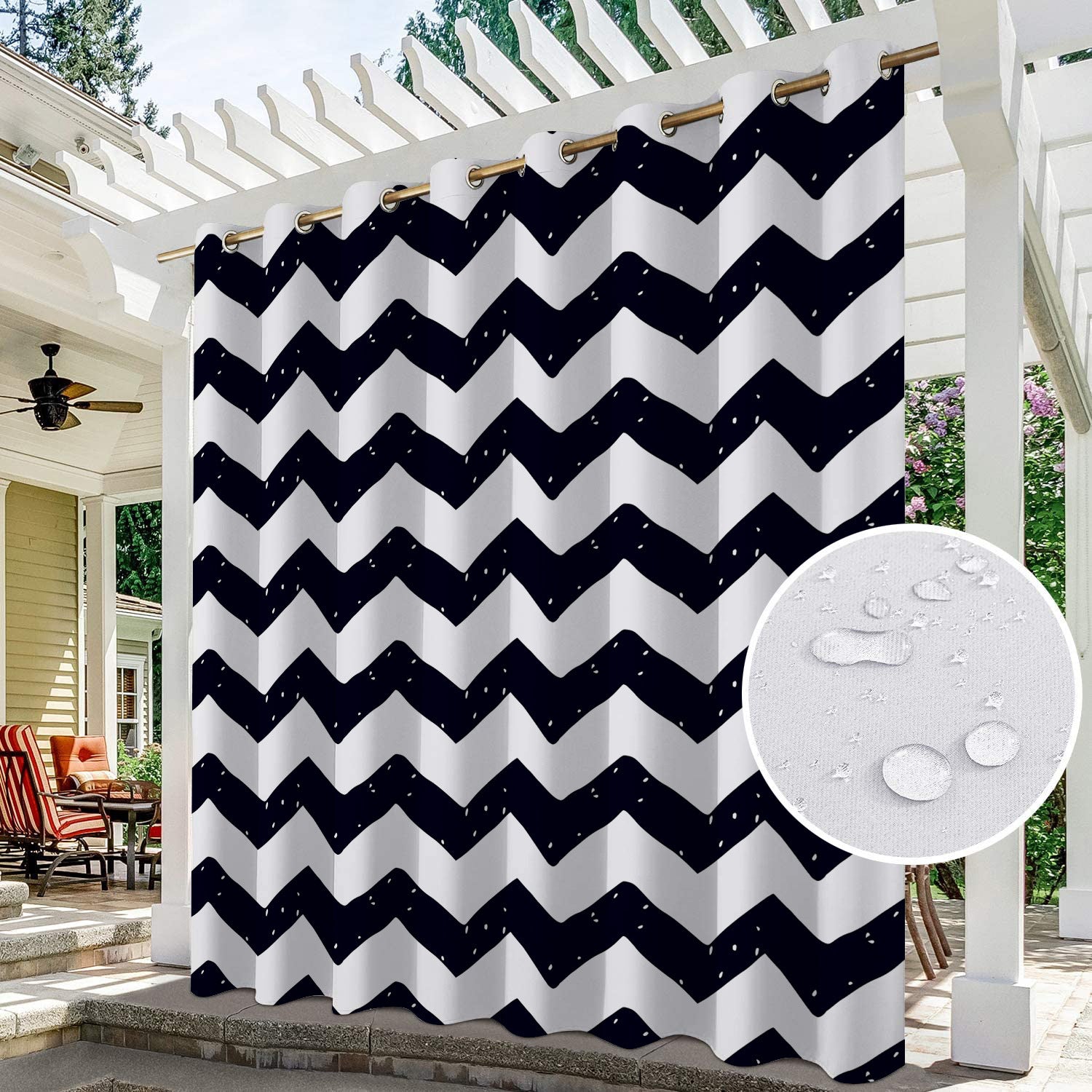 Bulk 2pc Stripe Panel Waterproof Outdoor Curtains Premium Thick Privacy Outside Curtains for Patio Porch Pergola Cabana Wholesale