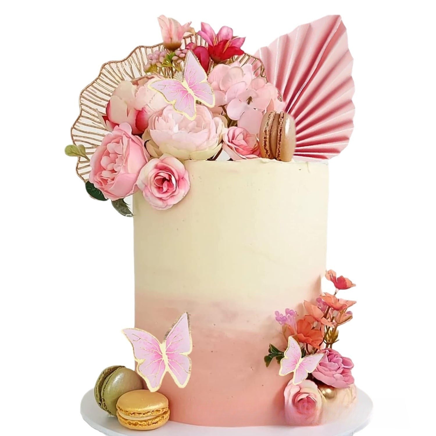 Rose Cake Decor Bulk 2025 Silk Touch Vintage Roses & Palm Leaves Cake Topper Kit for Bohemian Wedding & Nursery Shower Wholesale