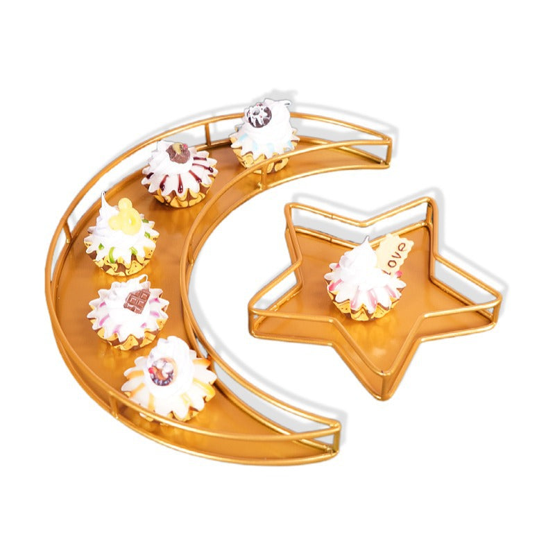 Bulk 2 Pcs Moon Star Dinner Plate Hollow Out Cake Tray for Wedding Gift Home Decoration Holiday Craft Decor Wholesale