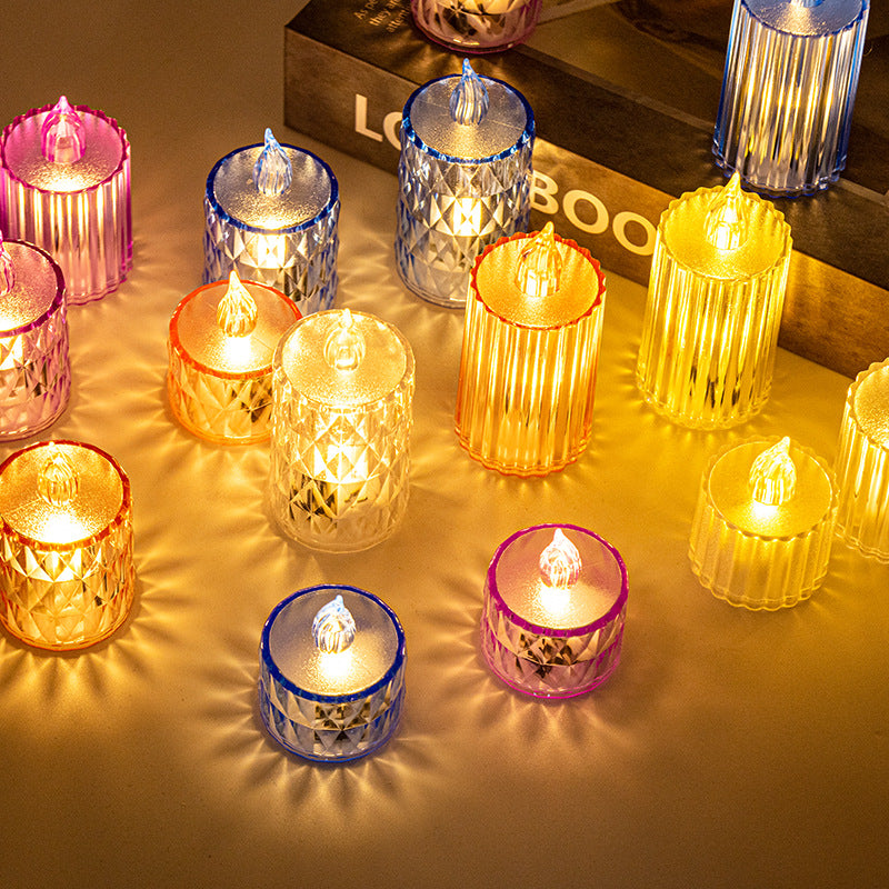 Bulk 4 Pcs LED Flameless Candles flameless Diamond-Shape Candle for Valentine's Day Propose Anniversary Wedding Decor Wholesale