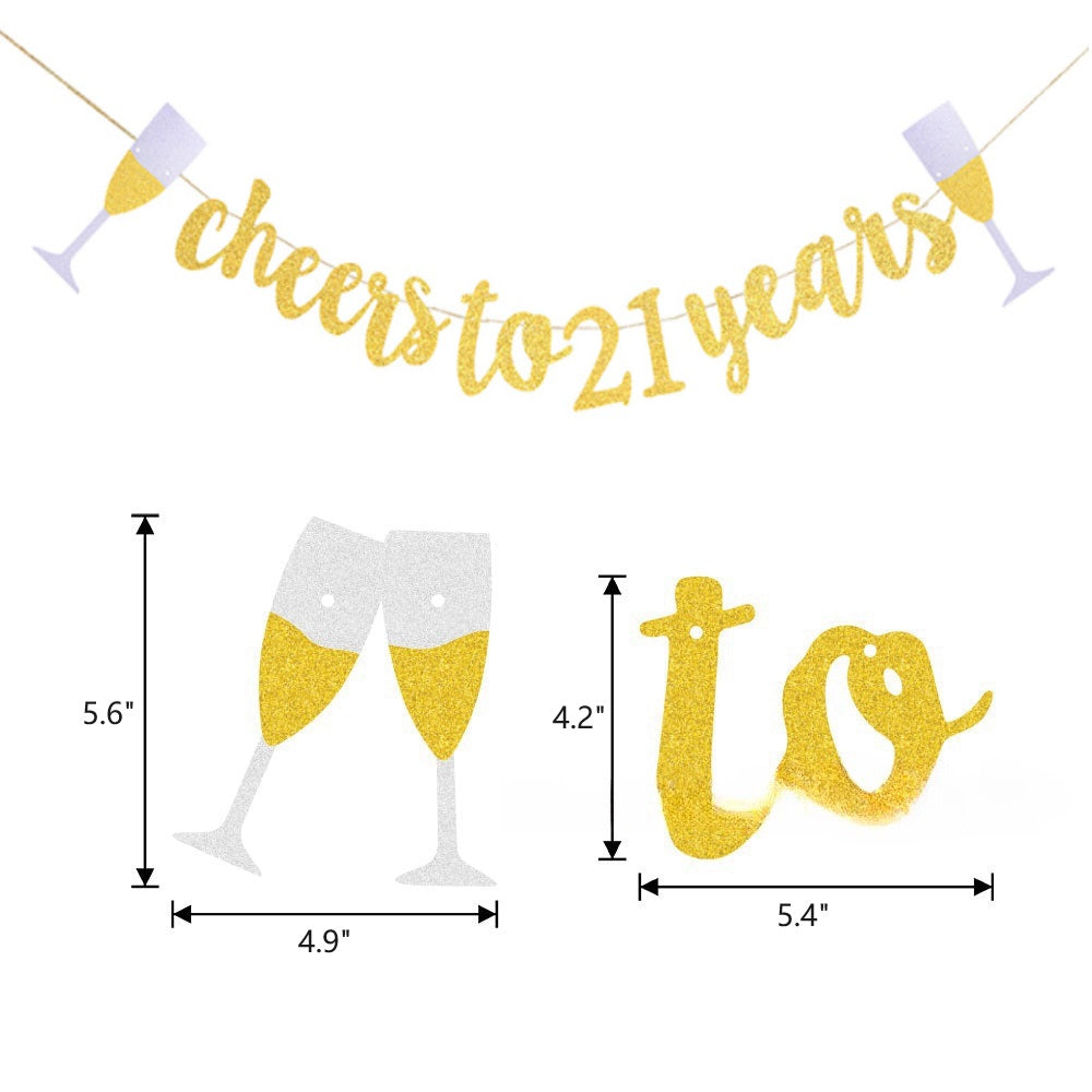 Bulk 2 Pcs Glitter Pull Flower Banner with Wine Glass for Ages 21-50 for Perfect Party Decor Wholesale