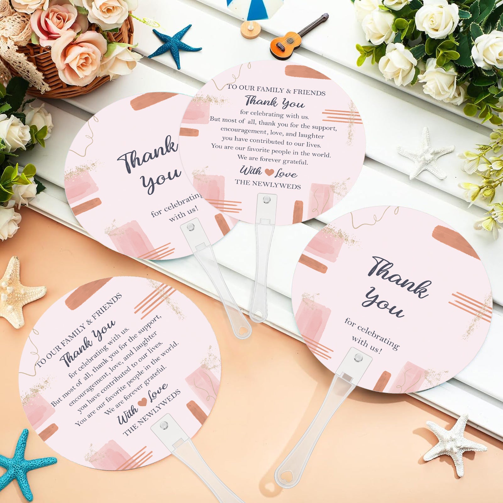 Premium Wedding Guest Fan 50 Pack Thank You Gifts for Outdoor Weddings & Bridal Showers