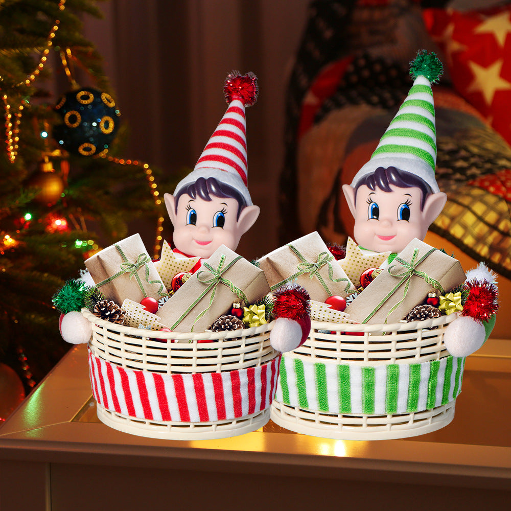 Christmas Elf Candy Basket - Festive Treat Holder for Holidays (5.1” x 4.3” x 2.8”)