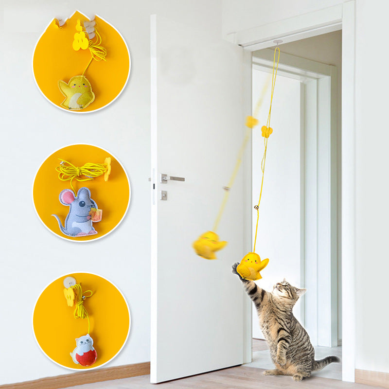 Premium Interactive Cat Feather Toys 2 Pack Retractable Teaser Bells for Indoor Play Mental Stimulation All Cats