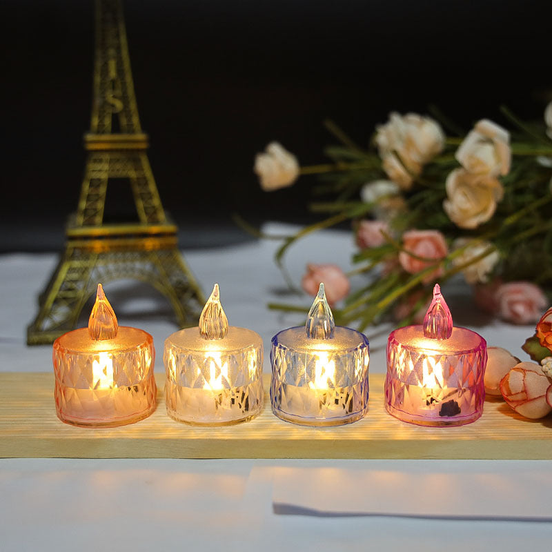 Bulk 4 Pcs LED Flameless Candles flameless Diamond-Shape Candle for Valentine's Day Propose Anniversary Wedding Decor Wholesale