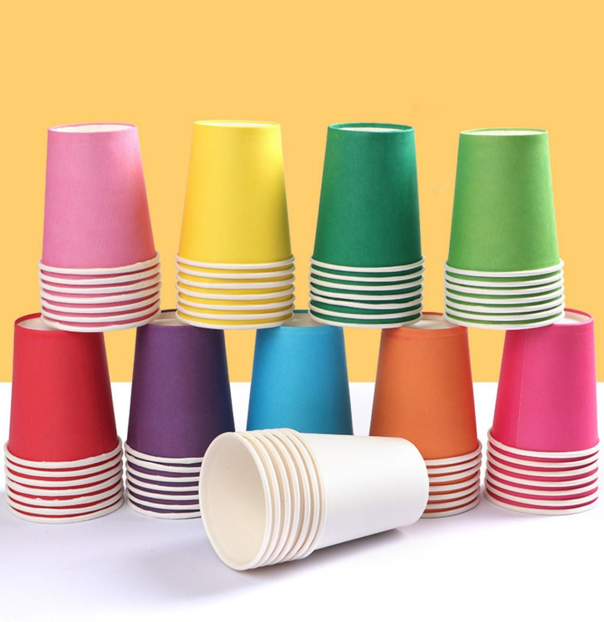 Bulk 100 Pcs Disposable Paper Cups 8.5OZ Colorful Thickened Paper Cups Wholesale