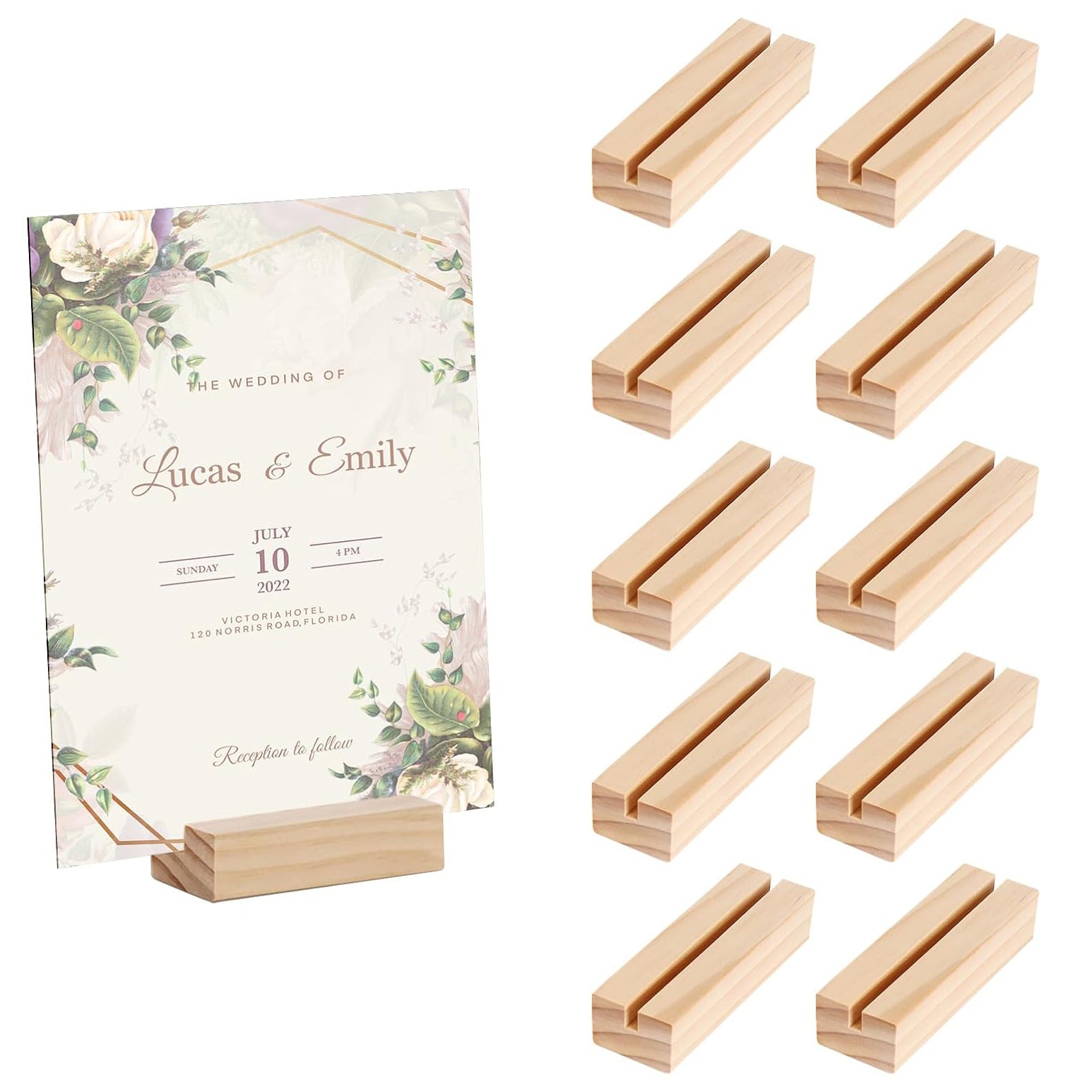 Bulk 10PCS Wood Card Holders 2025 Natural Wood Table Number Stands Non Slip Base for Wedding Reception Anniversary Party Decor Wholesale