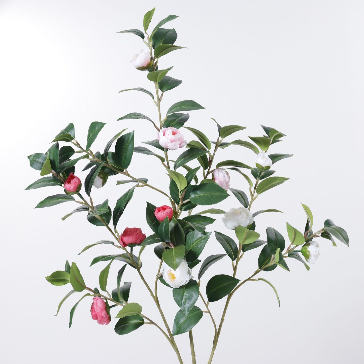 Artificial Camellia Flower Stem - 3-Stem 4-Bloom 25.6" Faux Perfume Camellia Decor for Living Room Home Accents