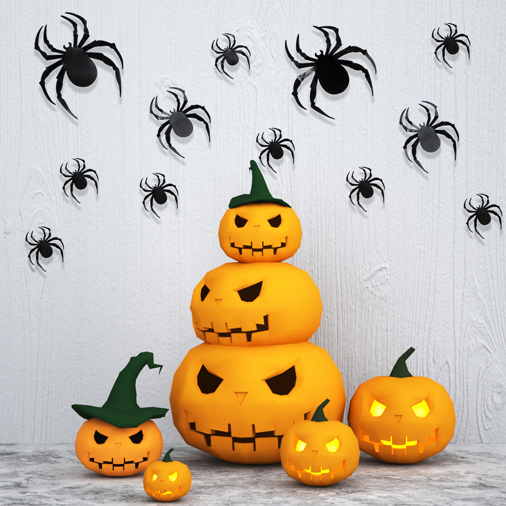 12PCS 3D Spider Wall Stickers | Halloween Party Decor Haunted House Restaurant & Hotel Setup