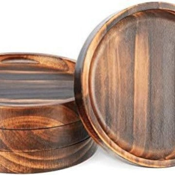 Bulk 4pcs Drink Coasters Wood 2025 Natural Wood Coaster Set with Non-Slip Backing for Wedding Reception & Home Dining Decor Wholesale