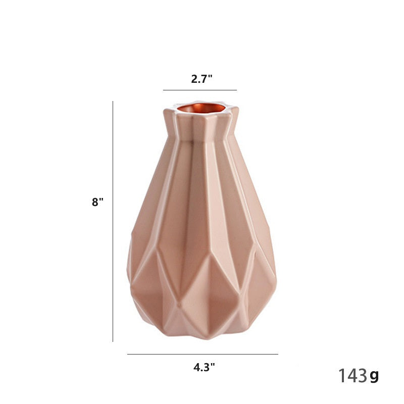 Bulk 2 Pcs Imitation Ceramic Plastic Vase Geometric Flower Vase for wedding Party Home Desktop Center Vase Wholesale