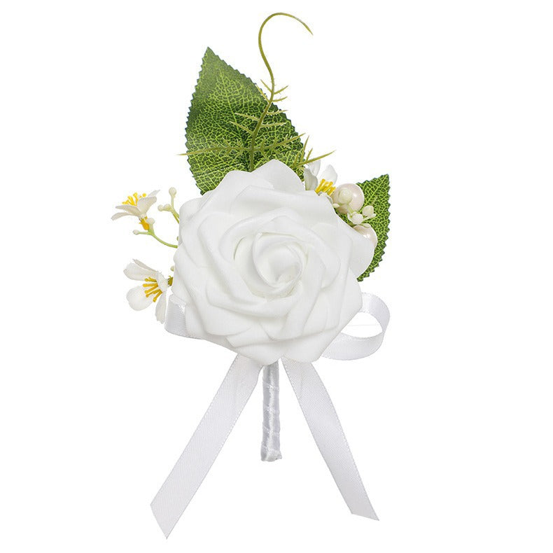 Premium 6 Pcs Men's Boutonniere High Quality Silk Rose Wedding Groomsmen Corsage Prom Anniversary Events Durable Floral Accessories