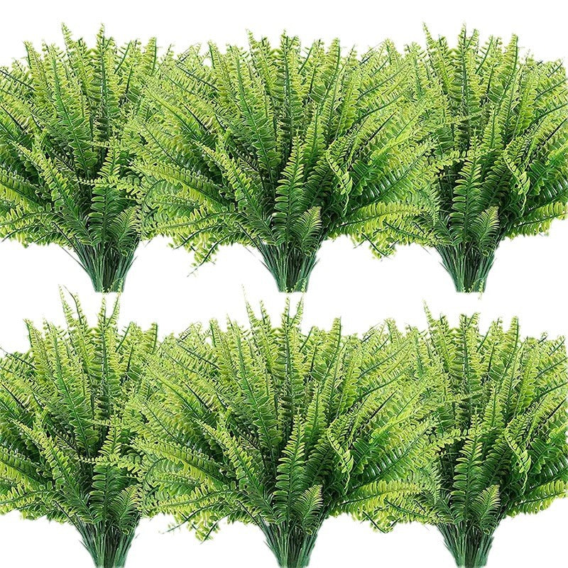 Premium Artificial Boston Fern Plants Indoor Outdoor 10PCS UV Resistant Realistic Faux Greenery Stems for Porch Decor