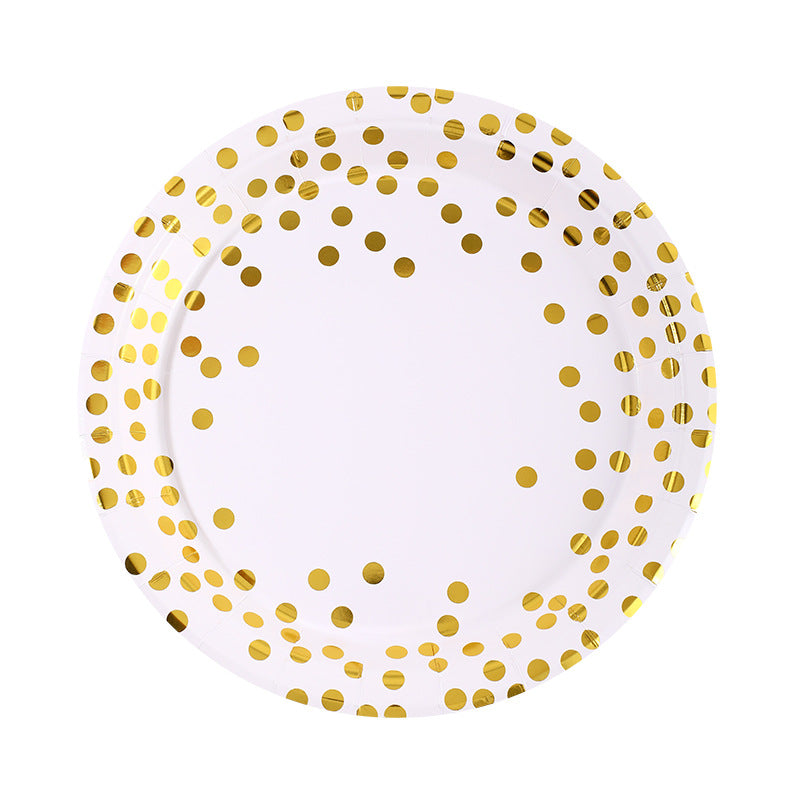 Bulk 200 Pcs Gold Disposable Round Paper Plates 7/9inch Dessert Cake Plates Salad Plates Wholesale