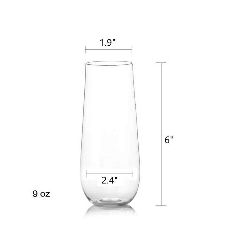 Bulk 20 Pcs Plastic Champagne Flutes 9 OZ Clear Shatterproof Wine Glass Wholesale