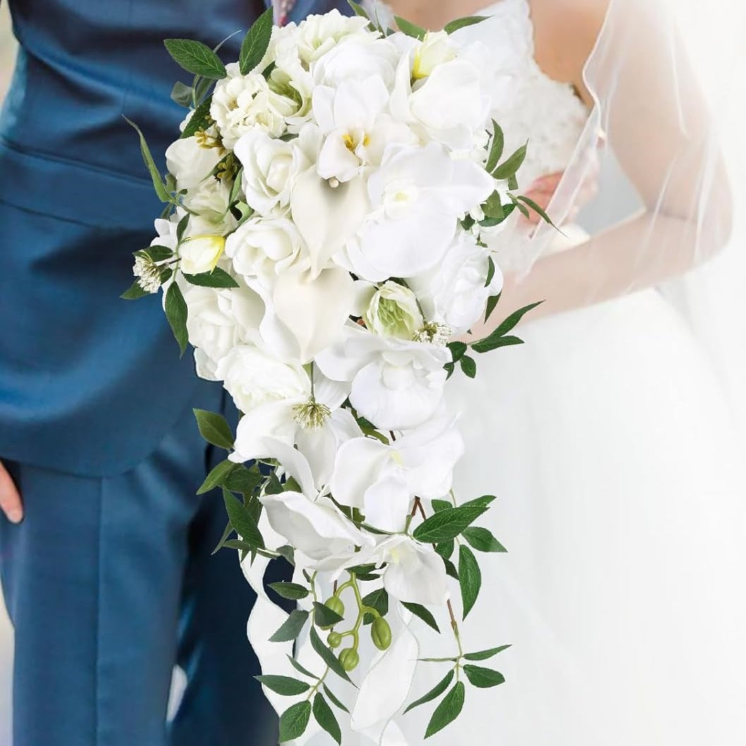 Bulk 10" Orchid Wedding Bouquets Real Touch Silk Cascading Flower for Ceremony Decor Photo Shoots Anniversary Events Wholesale