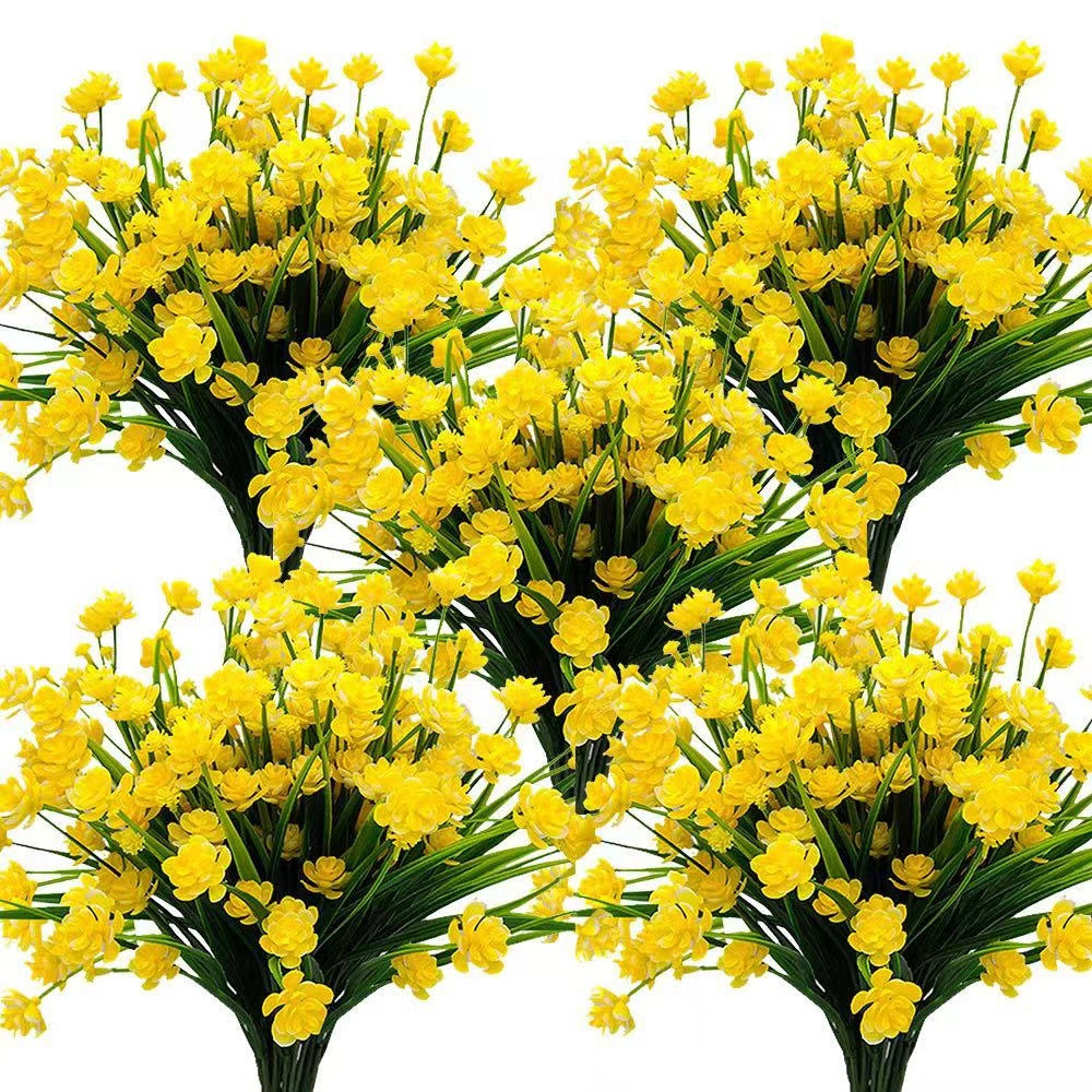 Premium UV Resistant Artificial Flowers 10 Bundles Fake Plants for Outdoor Porch Patio Garden Hanging Planter Decor