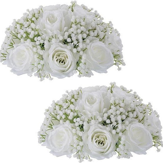 Premium 6-Pack Silk Rose Centerpieces - High-Quality Artificial Crimson Floral Arrangements for Wedding Party Table Decor