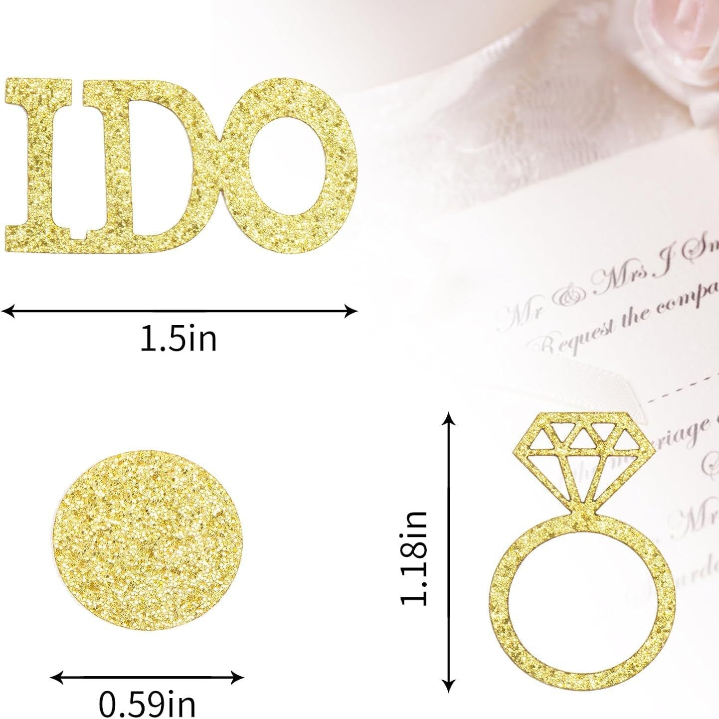 Bulk 10 Pack Gold Confetti 2025 Shimmering Diamond Ring Shape for Wedding Reception Bridal Shower & Engagement Party Decor Wholesale