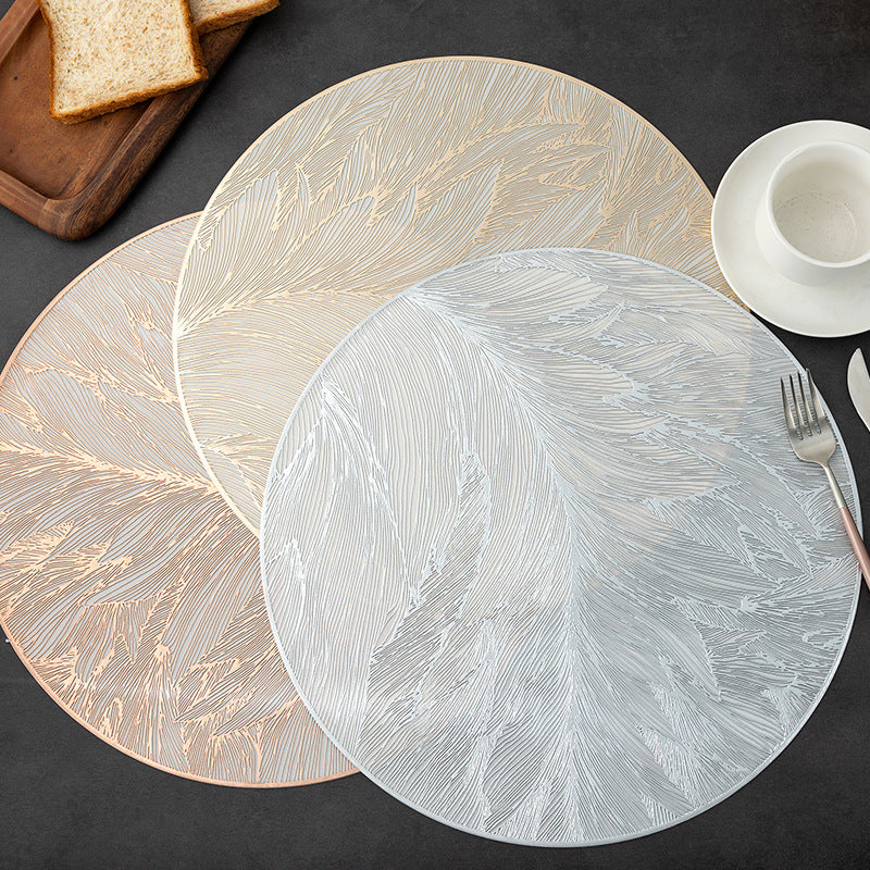 10 PCS PVC Hollow-out Gold Foil Placemats - Waterproof Oil - Proof & Heat - Insulation for Dining Table
