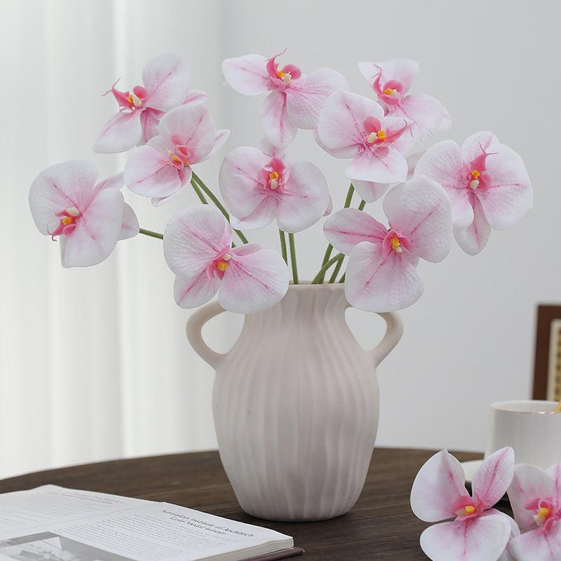 Premium 3D Film Artificial Butterfly Orchid Bouquets - 5 Bunches (3 Stems per Bunch) for Home & Wedding Decor
