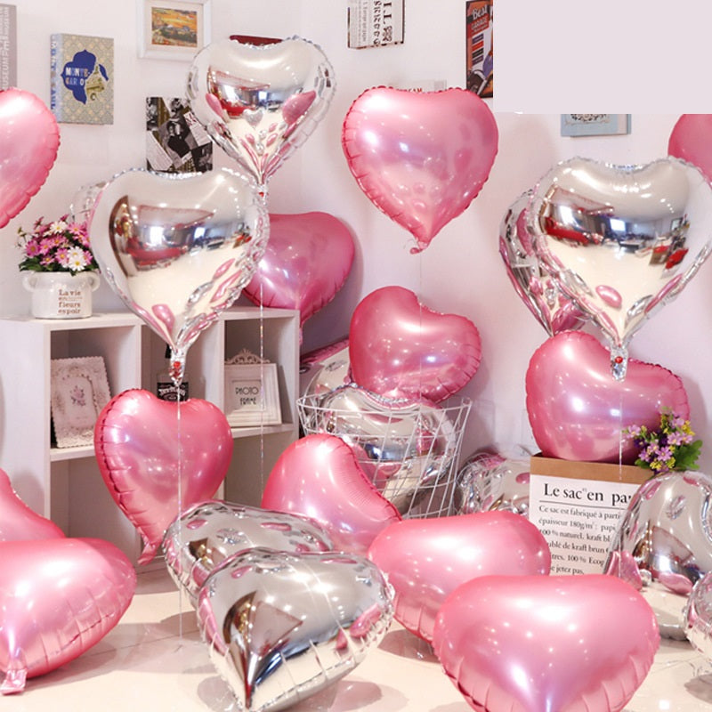 Bulk 50 Pcs 7 Inch Heart-shape Foil Balloons Mylar Balloons for Wedding Valentine's Day Decor Wholesale