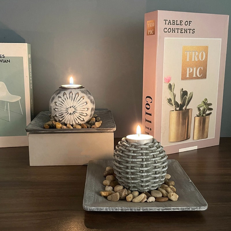 Bulk Wooden Ball-Shaped Candle Holder with Tray Centerpieces for Home Decor Wedding Party Events Wholesale