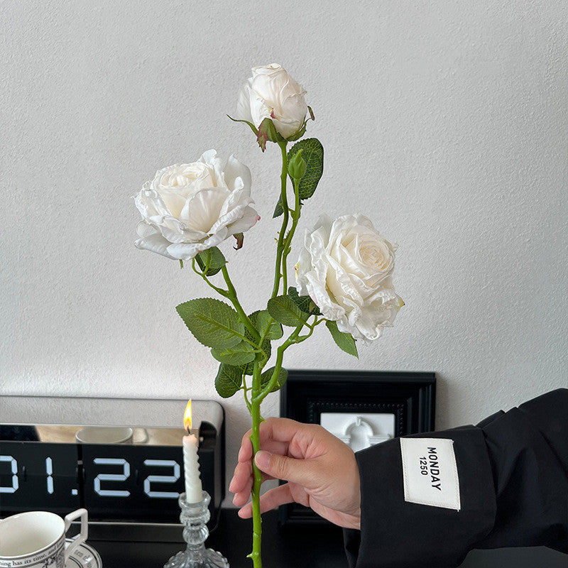 Vintage Dried-Look Artificial Rose Stems, 21.3" Blush & Terracotta Faux Flowers for Venue Styling