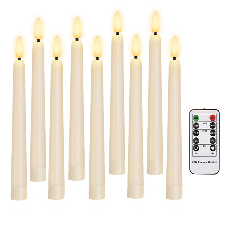 Bulk Electric Candlestick Lights Flameless Ivory Taper Candles Flickering with 10-Key Remote Battery Operated Led Warm 3D Wick Light Window Candles Christmas Home Wedding Decor Wholesale