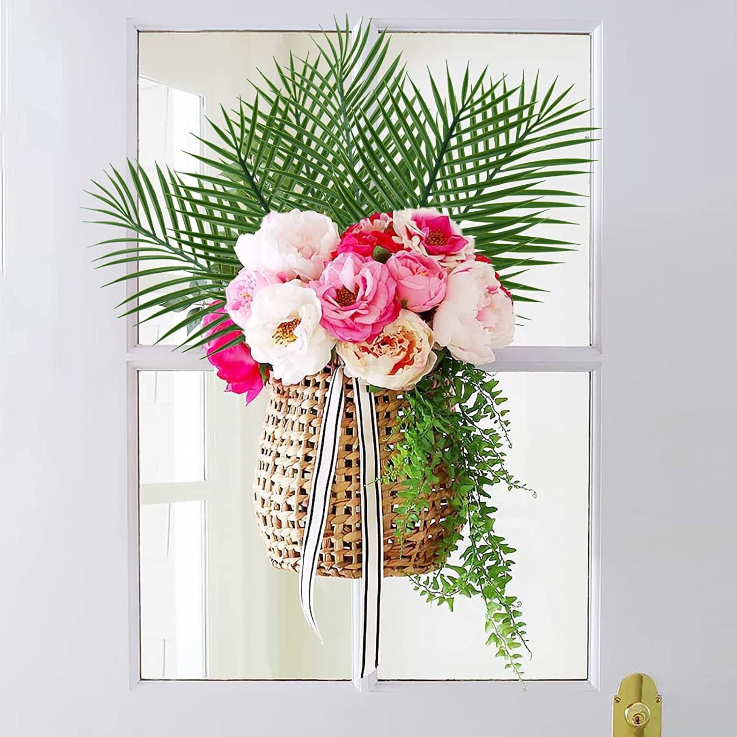 Bulk 10 Pcs Artificial Palm Leaves Premium with Reinforced Rattan Stems for Jungle Themed Events Luxury Lobby Displays Wholesale