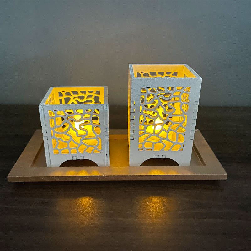 Bulk Pillar Candle Holder Hollow-out Wood Candlestick Decorative for Home Garden Wedding Party Table Centerpiece Wholesale