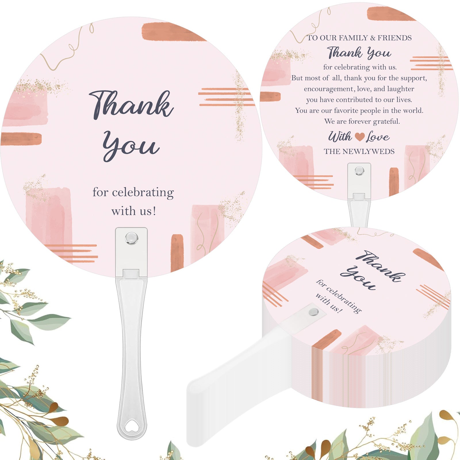 Premium Wedding Guest Fan 50 Pack Thank You Gifts for Outdoor Weddings & Bridal Showers