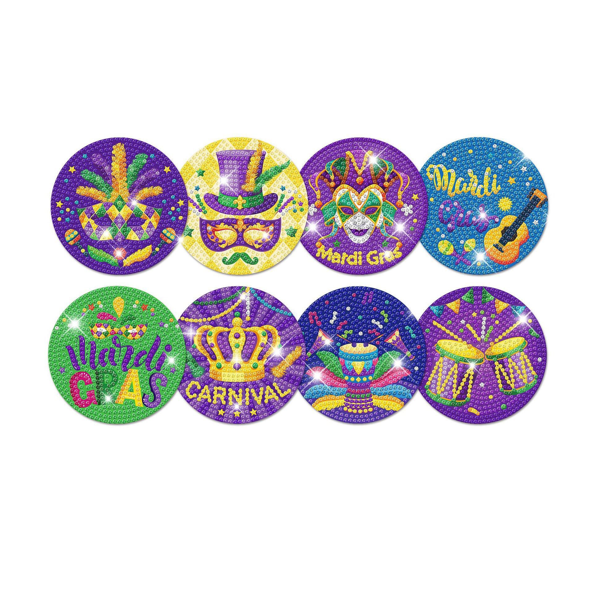 Bulk Set of 40 Drink Coasters with Diamond Stickers for Mardi Gras Party Wholesale