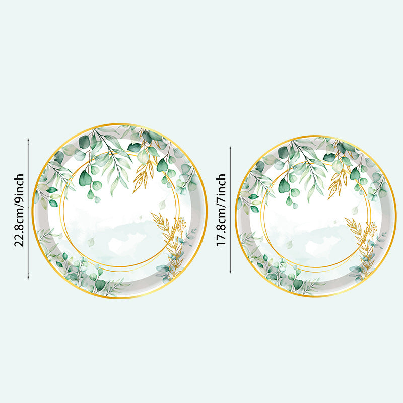 Premium 20 Pcs Sage Green Eucalyptus Floral Paper Plates Greenery Design Baby Showers Bridal Brunches Wedding Party Supplies