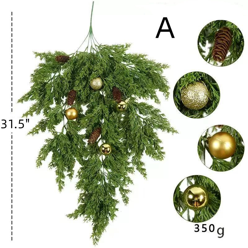 Christmas Artificial Pine Needle Wall Hanging - Plastic Floral Decor for Holiday Decorations