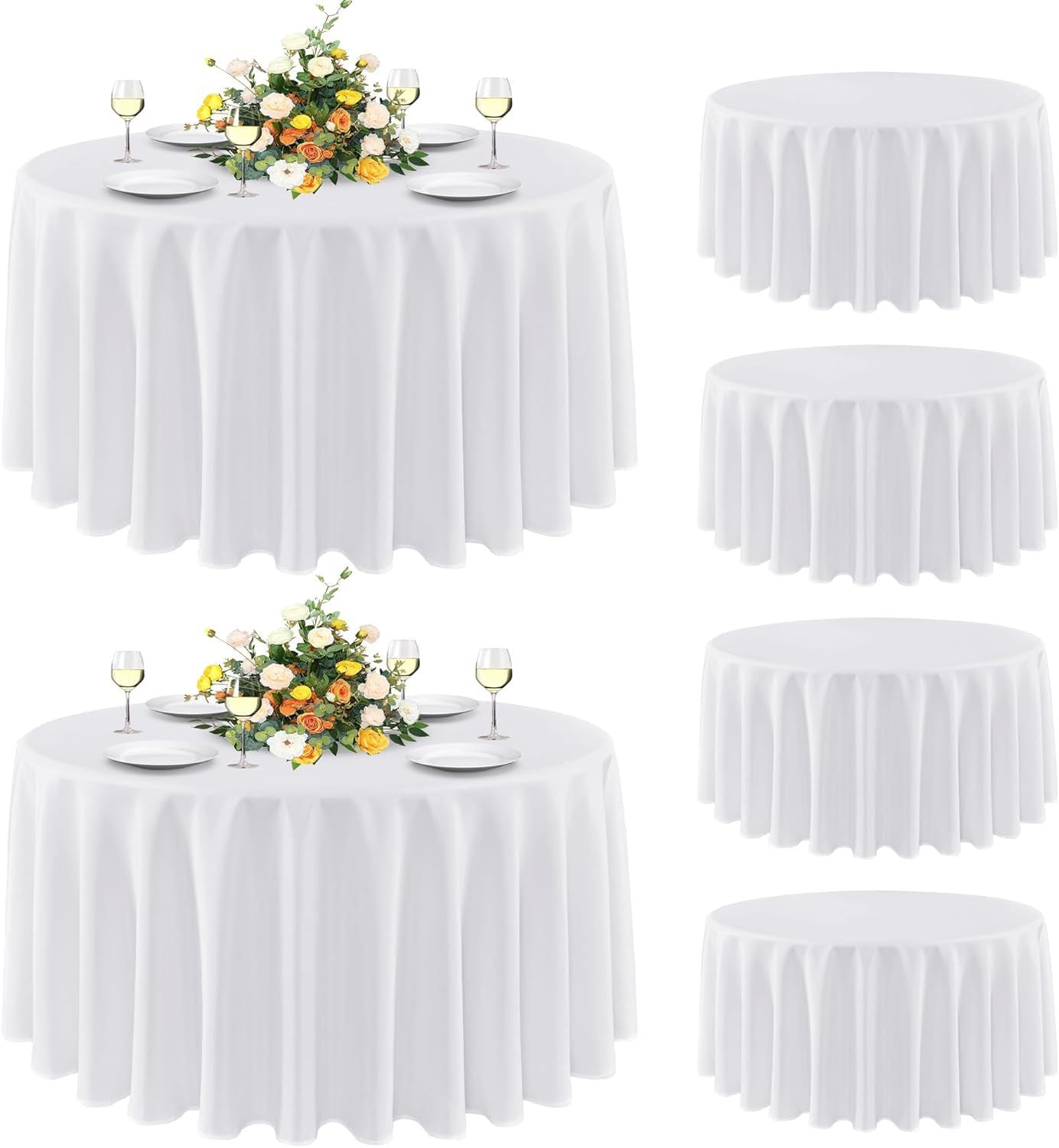 Bulk 3 Pcs Round Tablecloths Heavy Duty Polyester Washable Table Covers for Wedding Receptions Banquet Events & Birthday Parties Stain Resistant Spillproof Fabric for Dining Catering Wholesale