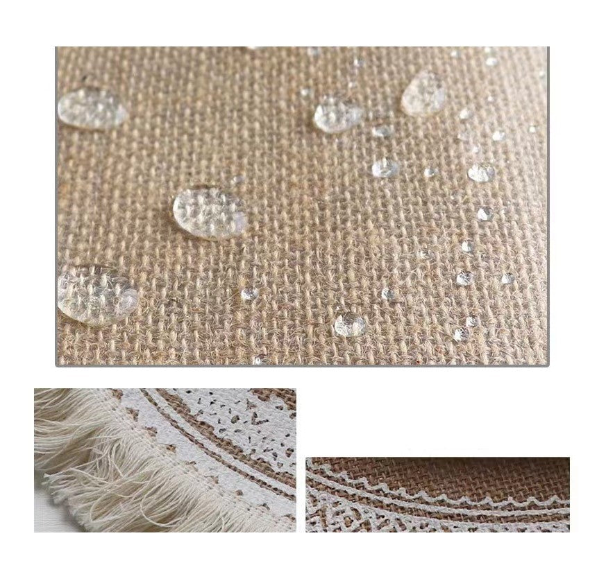 Bulk 2pcs 15 Inch Boho Round Braided Placemats with Tassel Vintage Vase Mat for Home Party Birthday Wholesale