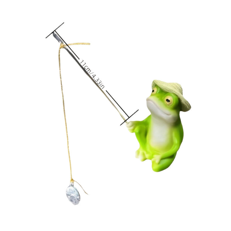 Fishing Frog Garden Decor - Outdoor Patio Pond Resin Statue