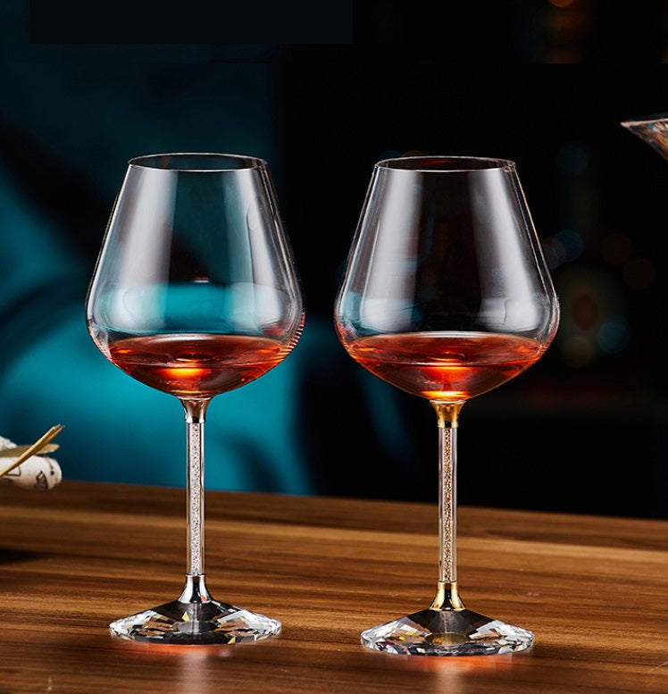 Bulk Lead-free Wine Glass with Gold Rhinestone Crystal Long Stem Wholesale
