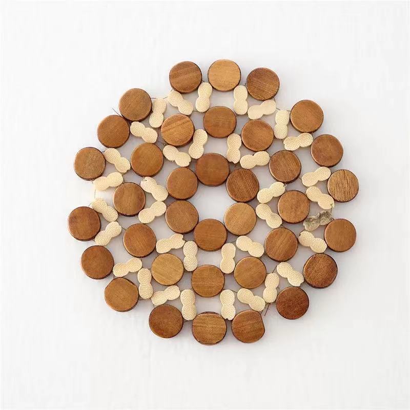 Bulk 6 Pcs Bamboo hollow-out Round Placemats Heat Insulation Coaster Wholesale