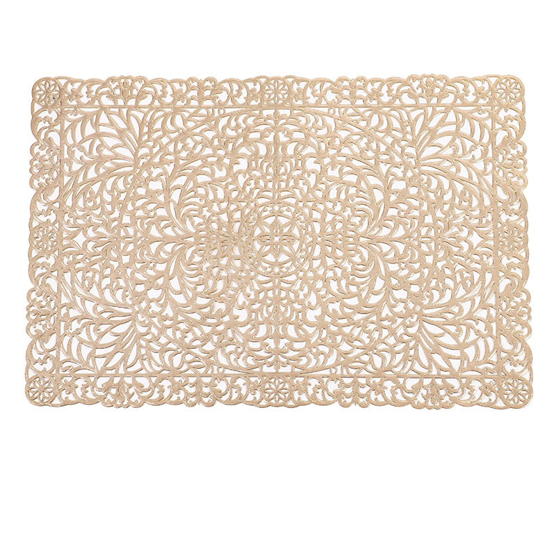 Bulk 20 Pcs PVC Hollow-out Waterproof Placemats for Wedding Reception Party Rectangle Table Mat Wholesale