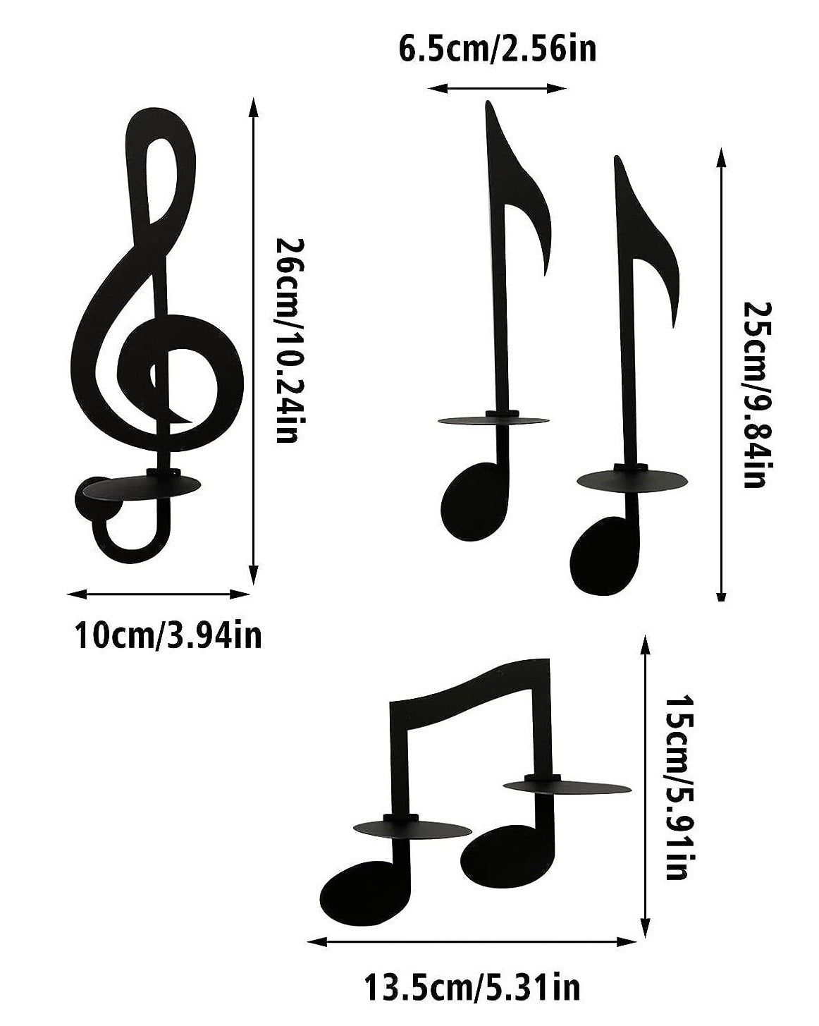 Bulk 4 Pcs Music Notes Candle Holders Wall Mount Hanging Candlestick for Home Living Room Dining Room Art Decor Wholesale