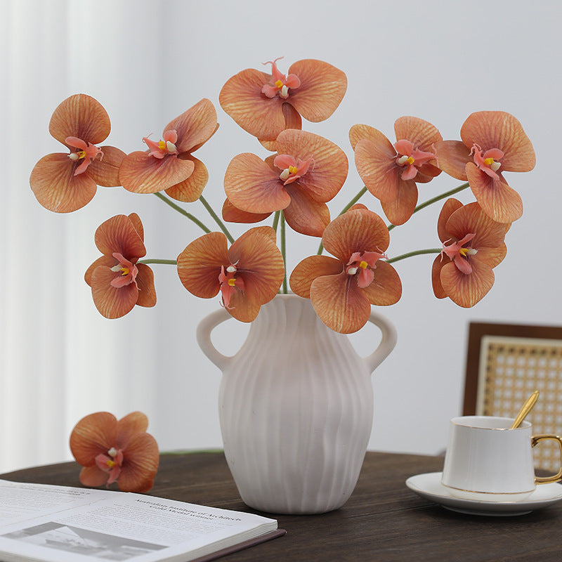 Premium 3D Film Artificial Butterfly Orchid Bouquets - 5 Bunches (3 Stems per Bunch) for Home & Wedding Decor