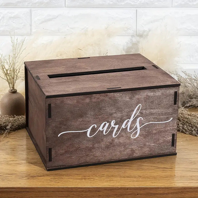 Bulk 8" Elegant Wooden Wedding Card Box with Secure Lid Rustic Gift Money Box for Receptions Baby Bridal Showers Graduation Décor Anti-Theft Design Wholesale