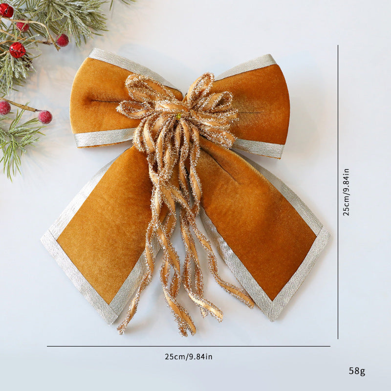 Christmas Bow Decor - Plush & Shimmer Fabric Ornament for Christmas Tree & Holiday Decor (10x10 Inches)